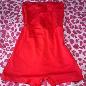 Red Strapless Romper